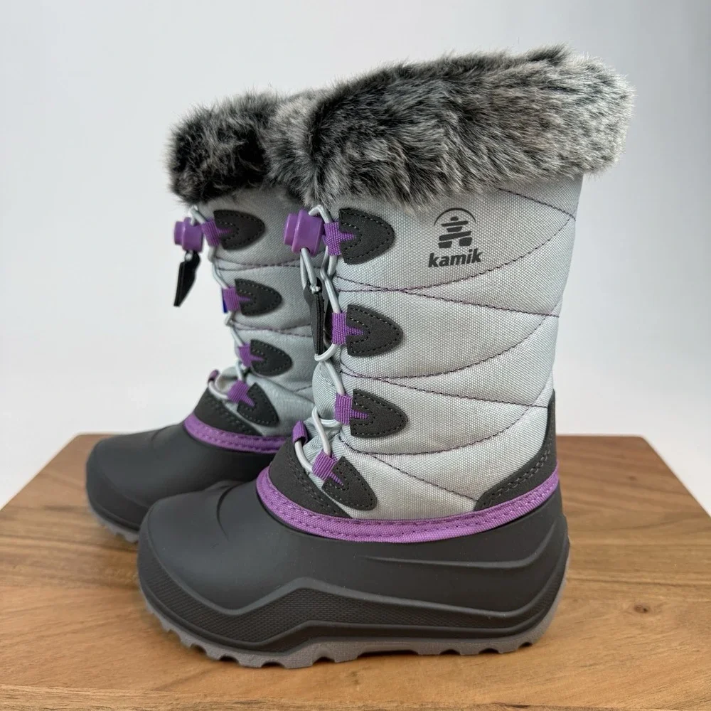 New Kids Kamik Snow Angel Gray Waterproof Insulated Snow Winter‎ Boots Size 11 C